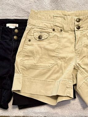 Westport Khaki and Black Women's Cargo-Style Shorts Duo